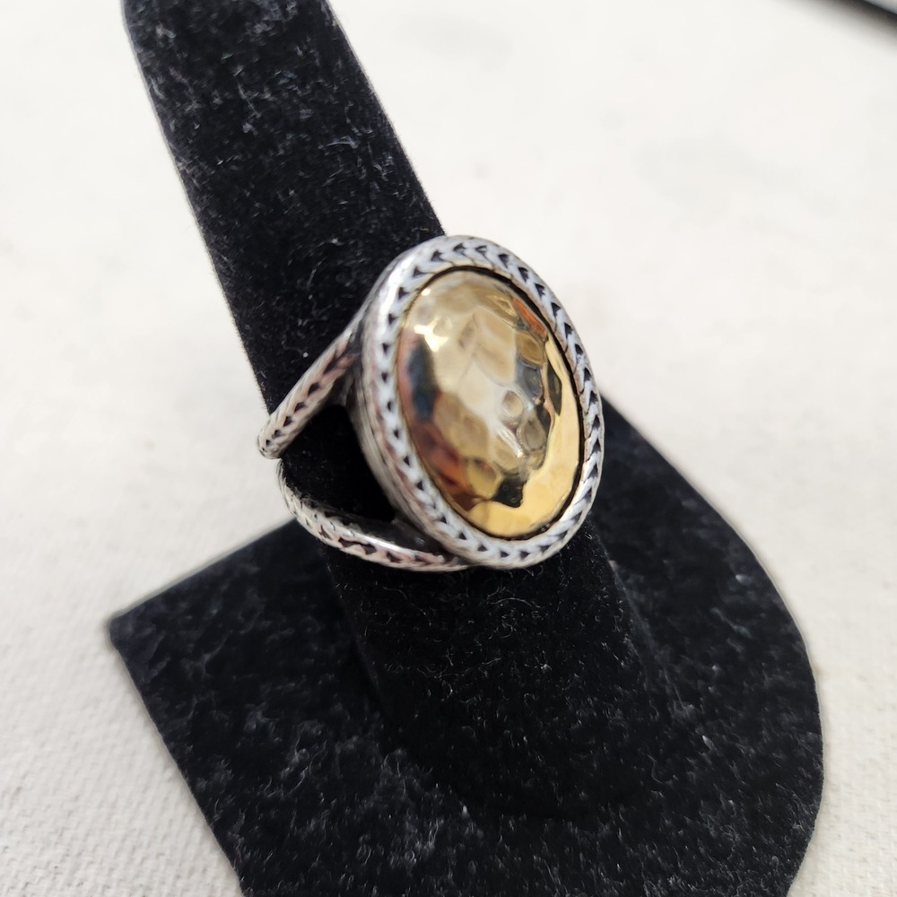 Premier Designs Sz 8 Ring  Jewelry Trendsetter Gold & Antiqued Silver Plated NOS